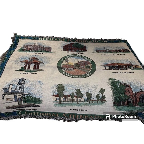 Mill Street Cotton Throw Blanket Winter Garden Fl Heritage Foundation Centennial - Picture 2 of 11